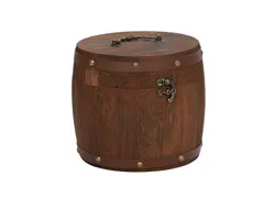 木箱 アンティーク 木樽 樽型 茶葉入れ 小箱 収納 小物入れ 復古調 ふた付き ボックス 雑貨 入れ 