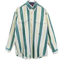 TOMMY HILFIGER トミーヒルフィガー 90s オールド フラッグタグ ストライプ柄 長袖 コットンシャツ L メンズ 古着