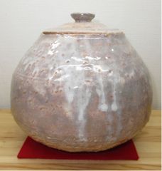 信楽焼 加藤肇作 窯変壷 高さ1尺0.5寸（約32cm） 共箱なし 本物保証