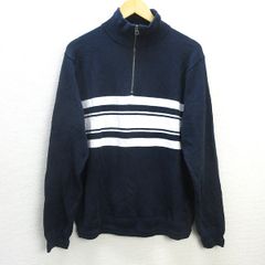 G■ジェイクルー/J.CREW オーガニックコットンハーフジップセーター/AL767【L】紺白/men's/17【中古】■