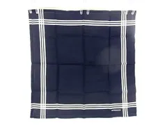 ■美品■ BURBERRY バーバリー スカーフ ハンカチーフ ポケットチーフ レディース メンズ ネイビー系×ホワイト系 DF3974