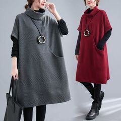 レディース 秋　冬 ニット　チュニック　ワンピース　新品 タートル XL(LL)