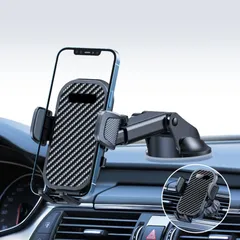 スマホホルダー 車 車 スマホスタンド 車載ホルダー 車 車載 2in1 粘着ゲル吸盤＆エアコンクリップ付き スマホスタンド 携帯 片手操作 360度回転 自由調節 取り付け簡単 全車種対応 3.8-6.7インチ多機種対応 (Black) 1