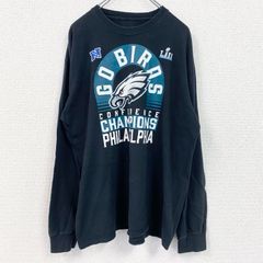 古着 used　長袖プリントスウェット　トレーナー　GO BIRDS　イーグル　鷹　レトロ　クルーネック　黒　ブラック　XLサイズ