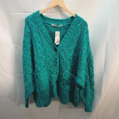 ◇ FRAMeWORK オーバーサイズ、ケーブルニット 長袖 カーディガン サイズF ブルー レディース E 【1301260022665】