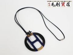 エルメス HERMES バッファローホーン ラッカー Hエキップ オルフェーヴル ペンダント ネックレス 美品 アクセサリー