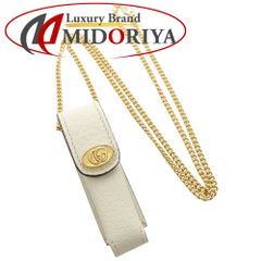 GUCCI グッチ リップスティックケース 615998 ダブルG レザー ホワイト レディース/181593【中古】