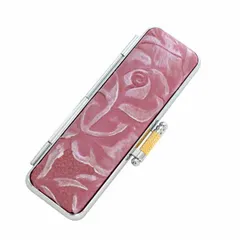印鑑ケース 15mm はんこケース 牛革 バラ押し ケース ピンク 薔薇 13.5mm～15mm おしゃれ 印鑑収納 朱肉付き ハンコケース 印鑑 ケース プレゼントやギフトに！ 実印 銀行印 認印 個人ハンコ