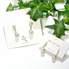 ⑥【即購入OK】シンプル パールピアス 2点 セット かわいい 真珠　まとめ
