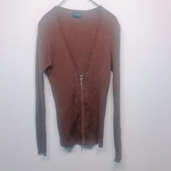 AP ニット カーディガン ジップアップ ブラウン M