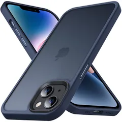 Anqrp iPhone 14 Plus 用 ケース 半透明 耐衝撃 滑り止め 米軍MIL規格 指紋防止 マットケース ストラップホール付き ワイヤレス充電対応 スマホケース アイフォン 14 Plus カバー 6.7インチ ブルー 1