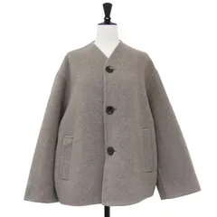 美品 LE GLAZIK ルグラジック ジャケット ベージュ サイズ:36(S) / 24秋冬 ウール リバー ジャケット / ショート コート ダブルフェイス ノーカラー Vネック / アウター ブルゾン 上着【レディース】のサムネイル