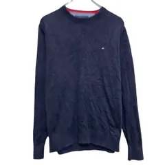 TOMMY HILFIGER コットンニット セーター M ネイビー トミーフィルフィガー Vネック 古着卸 アメリカ仕入 a611-7444