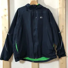 STARTER/スターター ナイロンジャケット ライトアウター パーカー フーディー フード収納 ドローコード フードコード 裏メッシュ メンズ XL ネイビー/グリーン