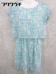 ◇ UNTITLED アンタイトル 総柄 ウエストゴム フレンチスリーブ 膝丈 ワンピース サイズ2 グリーン系 マルチ レディース 【中古】 【1002798900707】