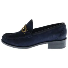 Salvatore Ferragamo (サルヴァトーレ フェラガモ) ガンチーニ ゴールド金具 ヌバック ビットローファー ネイビー レディース