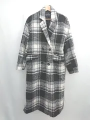 ◇ ⊇ PrivatePause チェック柄 長袖 ロングコート サイズL ブラック系 レディース E  【1506300019340】
