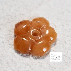 жsale天然石翡翠 ヒスイ10.5*11*2.5㎜ 花 フラワー  オレンジ