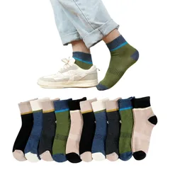 [Yazon] 靴下 メンズ くるぶし 春夏10足セット カラフルソックス 薄い綿 ショートソックス 夏用 通気 吸汗速乾 スポーツ くるぶしソックス おしゃれ人気 旅行 使い捨て靴下 丈夫 24-27cmくつした