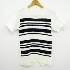 ザショップティーケー 半袖Ｔシャツ トップス ケーブルニット ボーダー柄 メンズ Mサイズ 白×黒 THE SHOP TK 【中古】