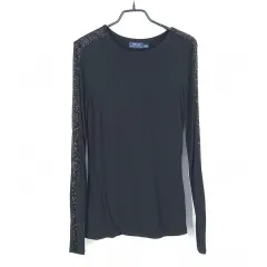 POLO RALPH LAUREN(ポロラルフローレン) レディース 春 秋 ビードライン レーヨンロングスリーブ T シャツ 黒 ( HU40338 )