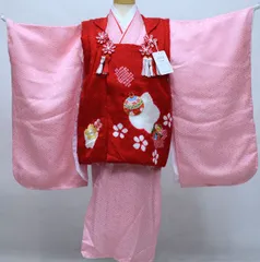 七五三 三歳 女児 被布着物フルセット 正絹 綸子地 絞り 柄刺繍 3歳 3才 三才 女の子 祝着 お仕立て無料 NO33643