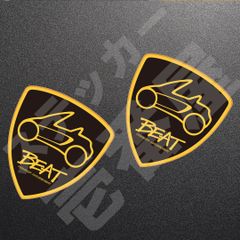 ホンダ ビート PP1 フェンダーエンブレム マグネット “ ビートイラスト BK ” 左右セット（2枚）　BEAT MASTER　HONDA BEAT 新品|送料無料