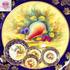 オールドノリタケ アールヌーボー様式 高級金盛上薔薇図紋6枚プレート