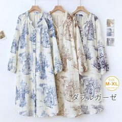 ガーゼ ルームワンピース 総柄 長袖 ルームウェア 夏 春秋 きれいめ ワンピース 長袖ワンピース ガーゼ 2重ガーゼ きれいめ 部屋着 ダブルガーゼ パジャマ レデ zzr0630327c4f1