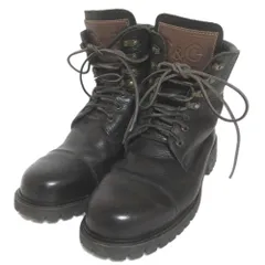美品 D&G ディーアンドジー ドルチェ&ガッバーナ レザー ストレートチップ レースアップ ワークブーツ 42サイズ 27cm相当 ブラック メンズ 古着 中古 USED