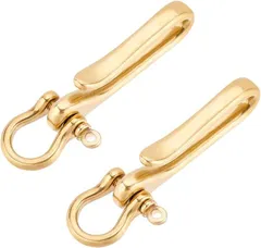 PH PandaHall 2セット ベルトクリップ ベルトフック U字型フック キークリップ おしゃれ 真鍮製 キーホルダー 男性財布チェーン 釣り針型 バイク 車 自転車 家 鍵 父の日 プレゼント 手作り素材( ゴールド,  2.9)