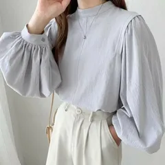 ブラウス レディース シャツ 新作 トップス パフスリーブ ゆったり シンプル ファッション 長袖  エレガント OL 通勤 cbrd303