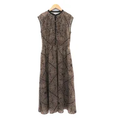 アーバンリサーチ サニーレーベル URBAN RESEARCH Sonny Label ノースリーブワンピース ロング丈 マキシ丈 バンドカラー ペイズリー柄 F マルチカラー ブラウン /YK19