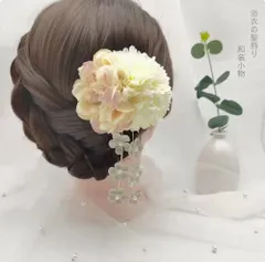 ヘアアクセサリー ヘアクリップ 和風 和装 着物 ドレス 成人式 パーティー 晴れの日 ホワイト ホワイト P_3