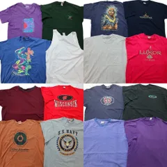 古着卸 まとめ売り USA製 半袖Tシャツ 16枚セット (メンズ XL /2XL /3XL ) ラッセル NAVY 人物 ノースリーブ ワンポイント 中古古着 NB5981