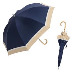 assa 日傘 完全遮光 レディース 長傘 UVカット 100% 大きめ 55cm ワイド 軽量 手開き傘 遮熱効果 晴雨兼用 グラスファイバー バンブー 竹製ハンドル FLL (FLL007/ネイビー) 0