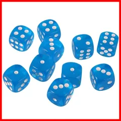 【在庫セール】10個セット　TRPGゲーム　アクリル　おもちゃ　六面ダイス　D6　ダイス　サイコロ　全10色 - 青