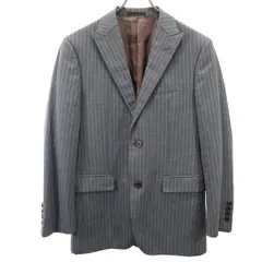 バーバリーブラックレーベル 三陽商会 日本製 ストライプ柄 テーラードジャケット 36R グレー BURBERRY BLACK LABEL メンズ 古着 【231219】