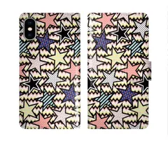 [iPhone12 Pro Max] iPhone16 ケース スカラー スマホケース 手帳型 iPhone16 Pro ケース アイフォン16 15 14 13 12 11 スマホカバー 全機種対応 手帳 ScoLar スター ギザギザ 星パターン 総柄 ダ