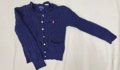 POLO RALPH LAUREN ポロラルフローレン ケーブルニット カーディガン キッズ ネイビー 120cm fg0519-2
