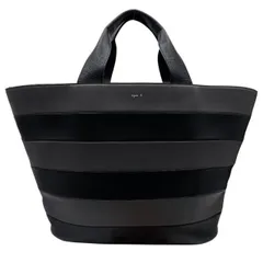 agnes b. アニエスベー トートバッグ ハンドバッグ 肩掛け 手持ち鞄 ロゴ ボーダー レザー ブラック グレー