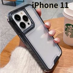 【SHOPSA】iPhone11 スマホケース 携帯ケース クリア シンプル 軽量 おしゃれ かわいい 耐衝撃 黒 ブラック 無地　E013