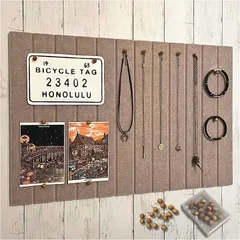 CREATERA（クレアテラ） フェルトボード 掲示板 ダークキャメル 400x600mm 壁掛け 粘着式 オシャレな木製画鋲30個付き コルクボード代替 穴あけ不要 軽量 写真壁 メモボード DIY 装飾用 ナチュラルカラー(ダークキャメル)