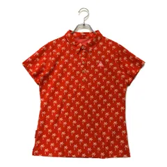 中古 レディース ルコックスポルティフ le coq sportif 半袖ポロシャツ L 赤 レッド   ヤシの木柄
