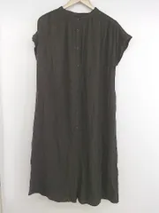 ◇ a.v.v バンドカラー ギャザー フレンチスリーブ 膝下丈 ワンピース サイズXS ダークブラウン レディース P  【中古】 【1210050008652】