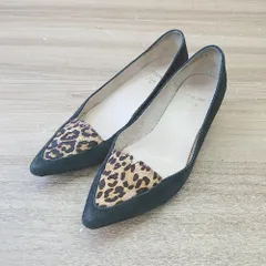 ◇ PICHE ABAHOUSE ピシェ アバハウス 豹柄 レオパード ポインテッドトゥ パンプス サイズ38 ブラック系 レディース E  【1406050098056】