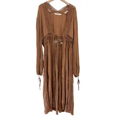 TR9  moussy  マウジー　レースロングガウン　カーディガン　ブラウン　レディース　フリーサイズ