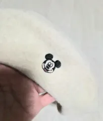 タグ新品 Free! ミッキーマウス刺繍 ベレー帽 アイボリー