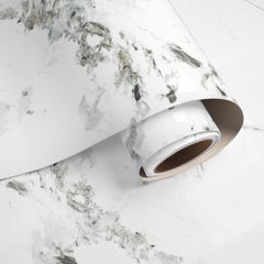 カッティングシート 40ｘ200cm 大理石柄 マーブル調 ウォールステッカー 光沢あり ホワイト リメイクシート 防水シート 耐熱 油防止 光沢あり ツルツル 剥がせる壁紙 壁紙 リフォーム 補修 キッチン バスルーム トイレ 寝室 リビング VaryPap