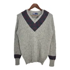 90年代 Polo by Ralph Lauren ポロ ラルフローレン チルデンニット ウールセーター グレー (レディース L) 中古 古着 T3113